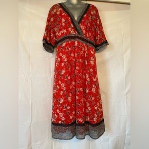 Lane Bryant Red and Black Empire Waist Dress size 14